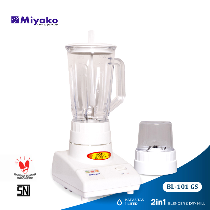 Miyako Blender Gelas 1 Liter 2in1 - BL101GS | BL-101 GS